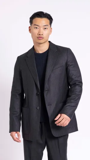 AMI PARIS GRAY PIN-STRIPE 2 BUTTON BLAZER