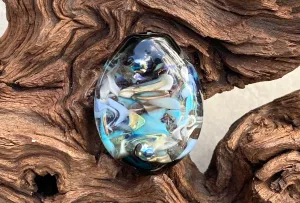 Aqua Blue Abstract Lampwork Focal Bead SRA