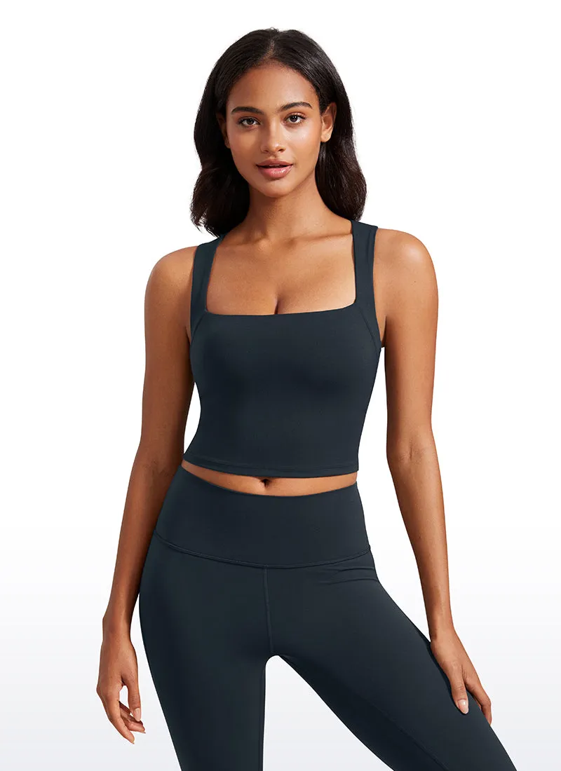 Butterluxe Longline Square Neck Built-in Bra Sports Tanks