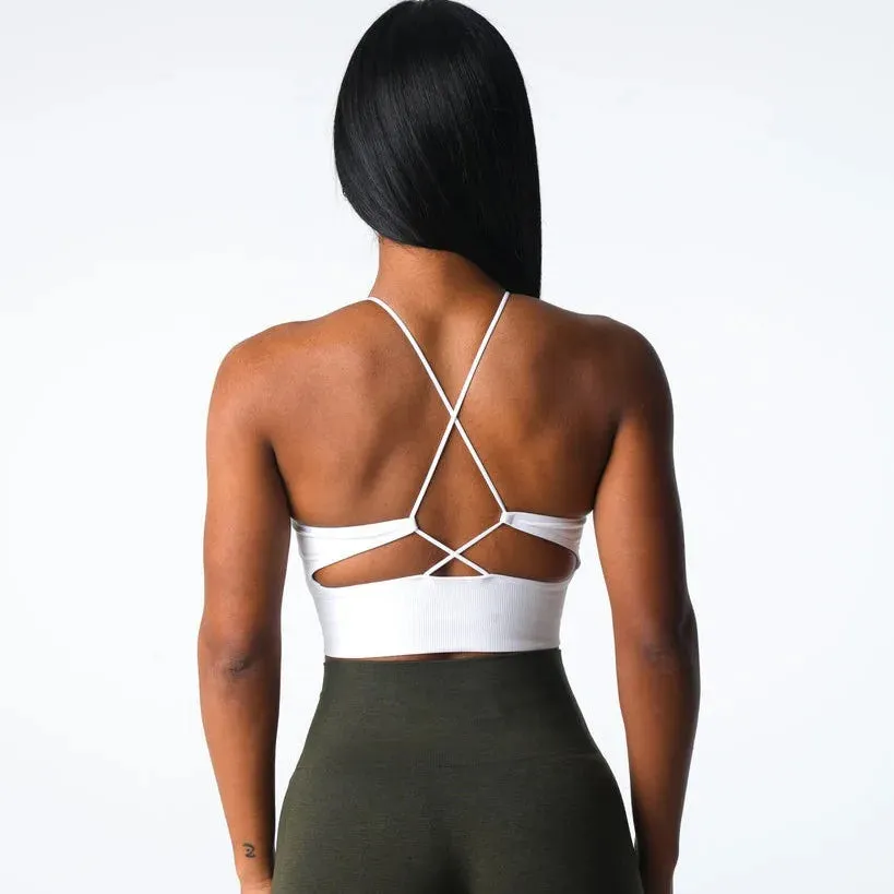 Criss Cross Straps Beauty Back High Support Yoga Underwear Running Fitness Gym Padded Bralette Sports Bra