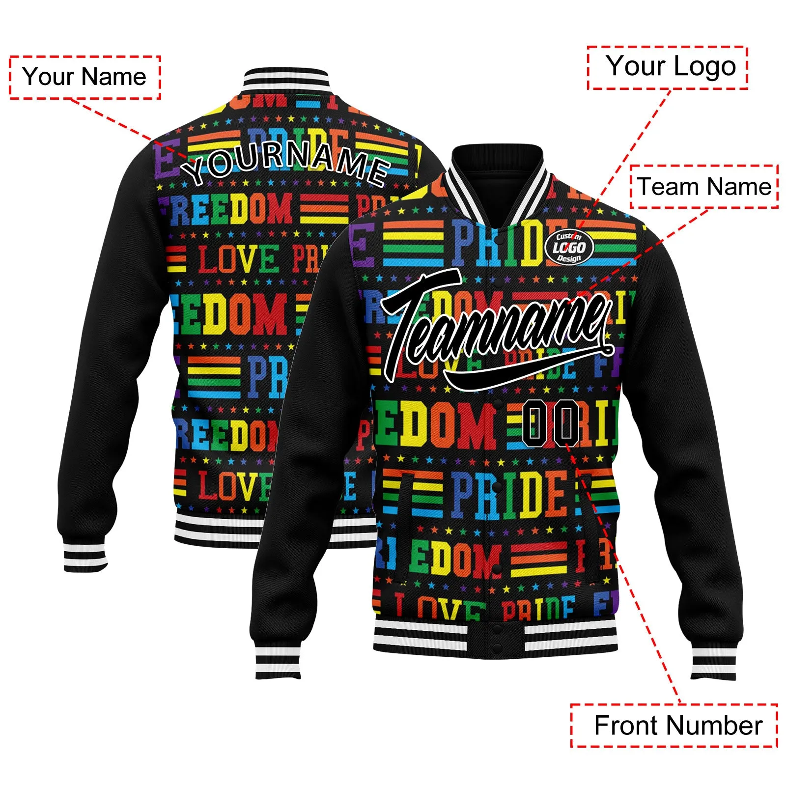 Custom Jacket Bomber Full-Snap Varsity Letterman Personalized Jacket FZ005-D025003-5