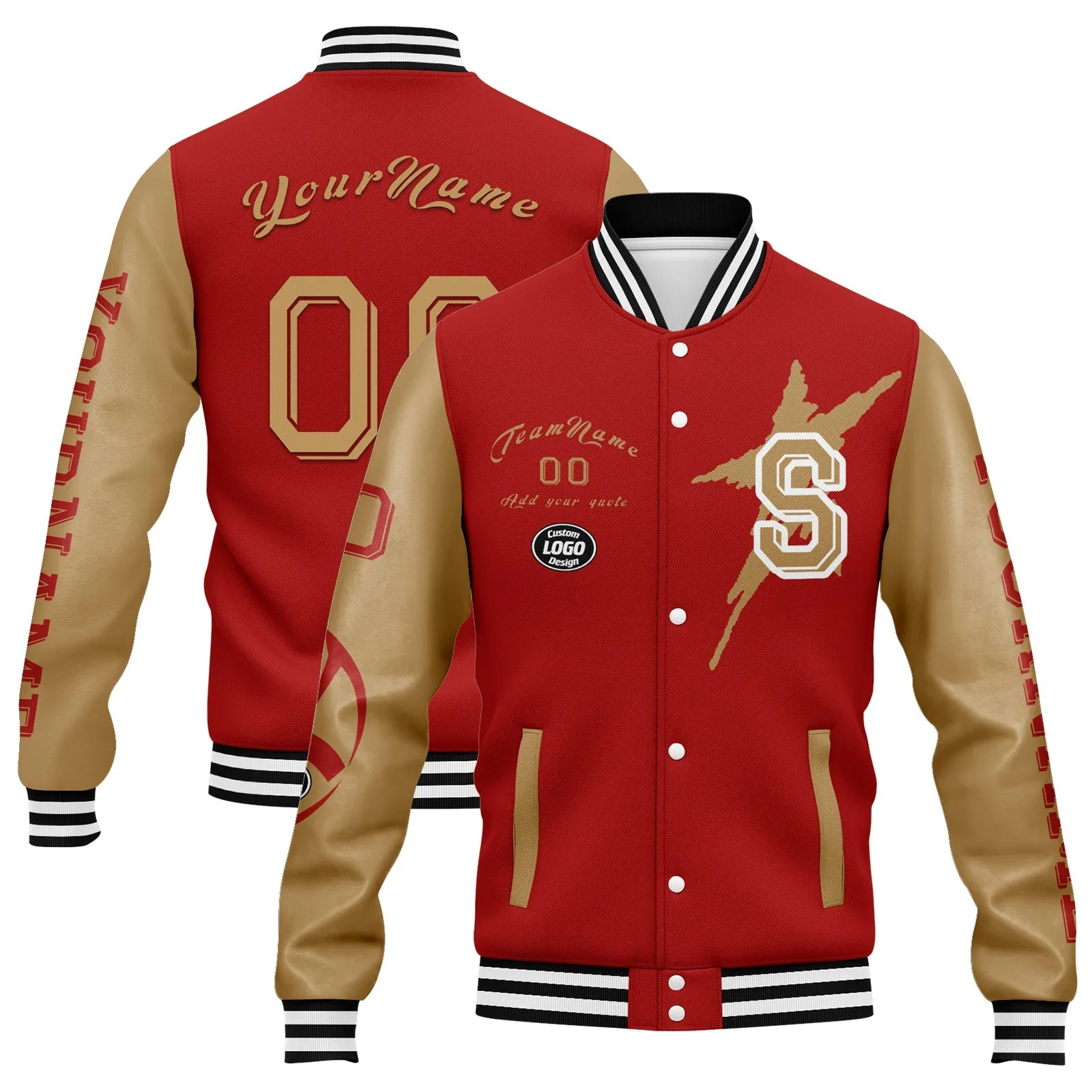 Custom Red Yellow San Francisco Jacket and Sports Shoes Combo Offer Personalized Combo ZH-D020294-25