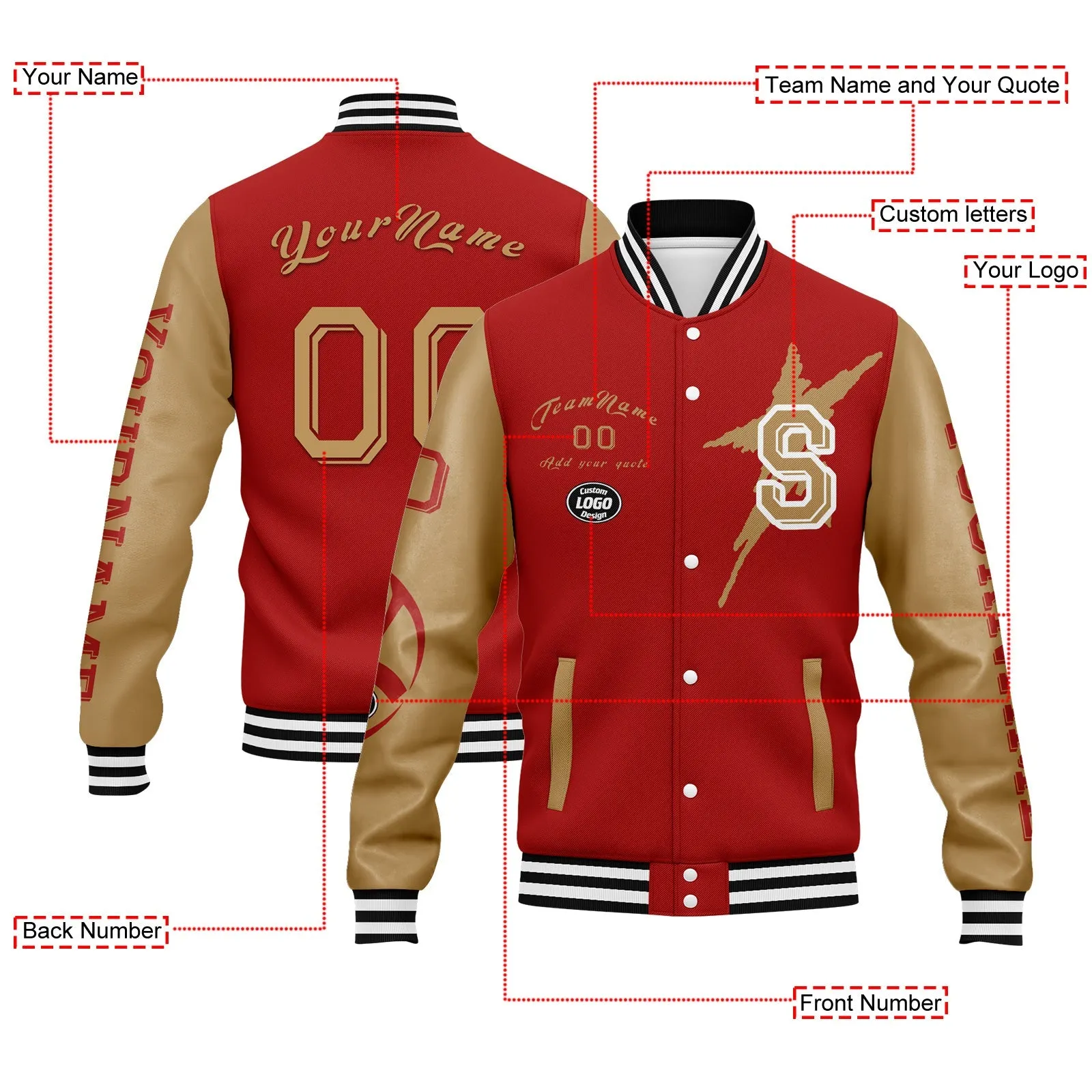 Custom Red Yellow San Francisco Jacket and Sports Shoes Combo Offer Personalized Combo ZH-D020294-25