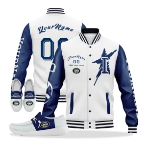 Custom White Blue Indianapolis Jacket and Sports Shoes Combo Offer Personalized Combo ZH-D020294-14