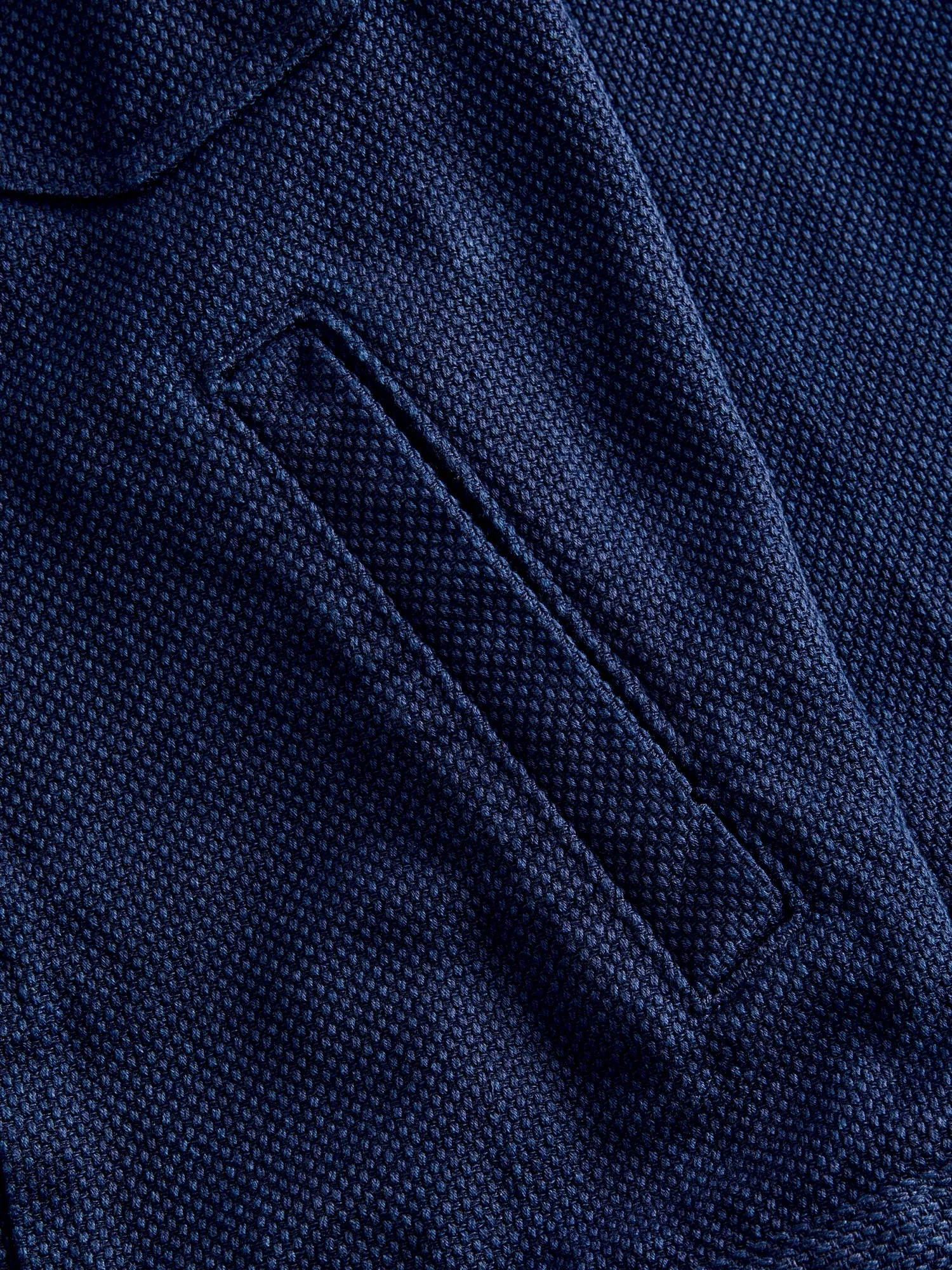 Double Cloth Sashiko Trucker Jacket in Hand Dyed Indigo