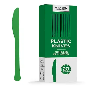 Festive Green Heavy Duty Plastic Knives | 20ct