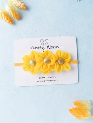 Four Flower Chiffon Headband - Yellow