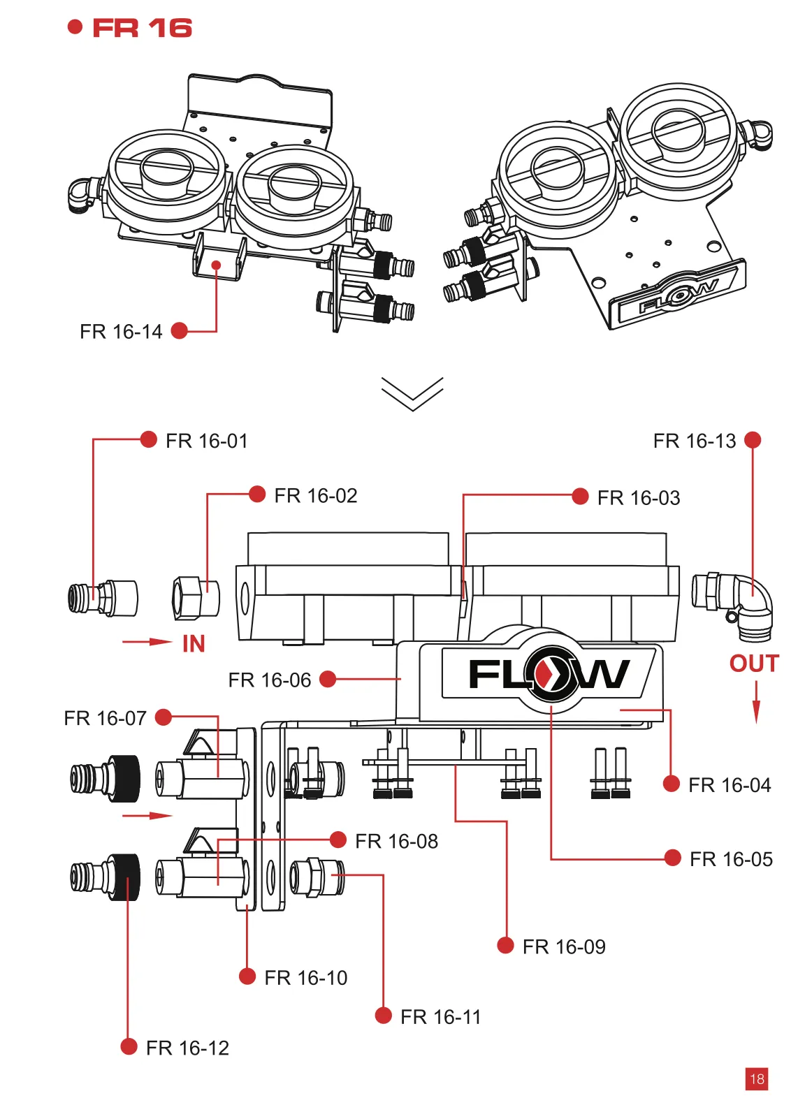 FR16-07 FLOW RED BLUE PURE WATER OUT VALVE