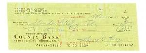 Harry Hooper Boston Red Sox Signed March 28 1966  Bank Check 2 BAS