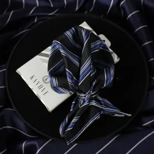 Kovove Pleasing Black Striped Pocket Square For Men