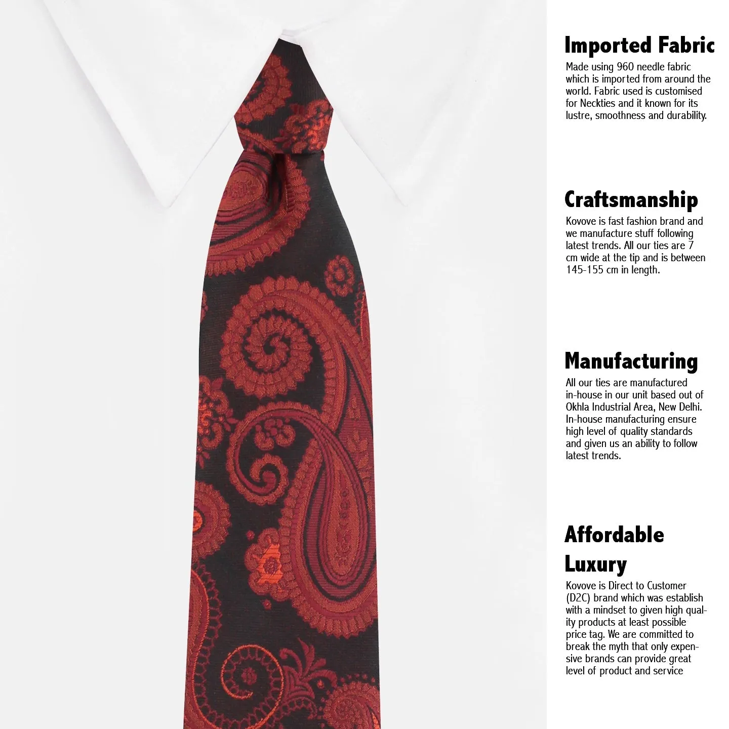 Kovove The Royal Paisley Maroon Necktie For Men