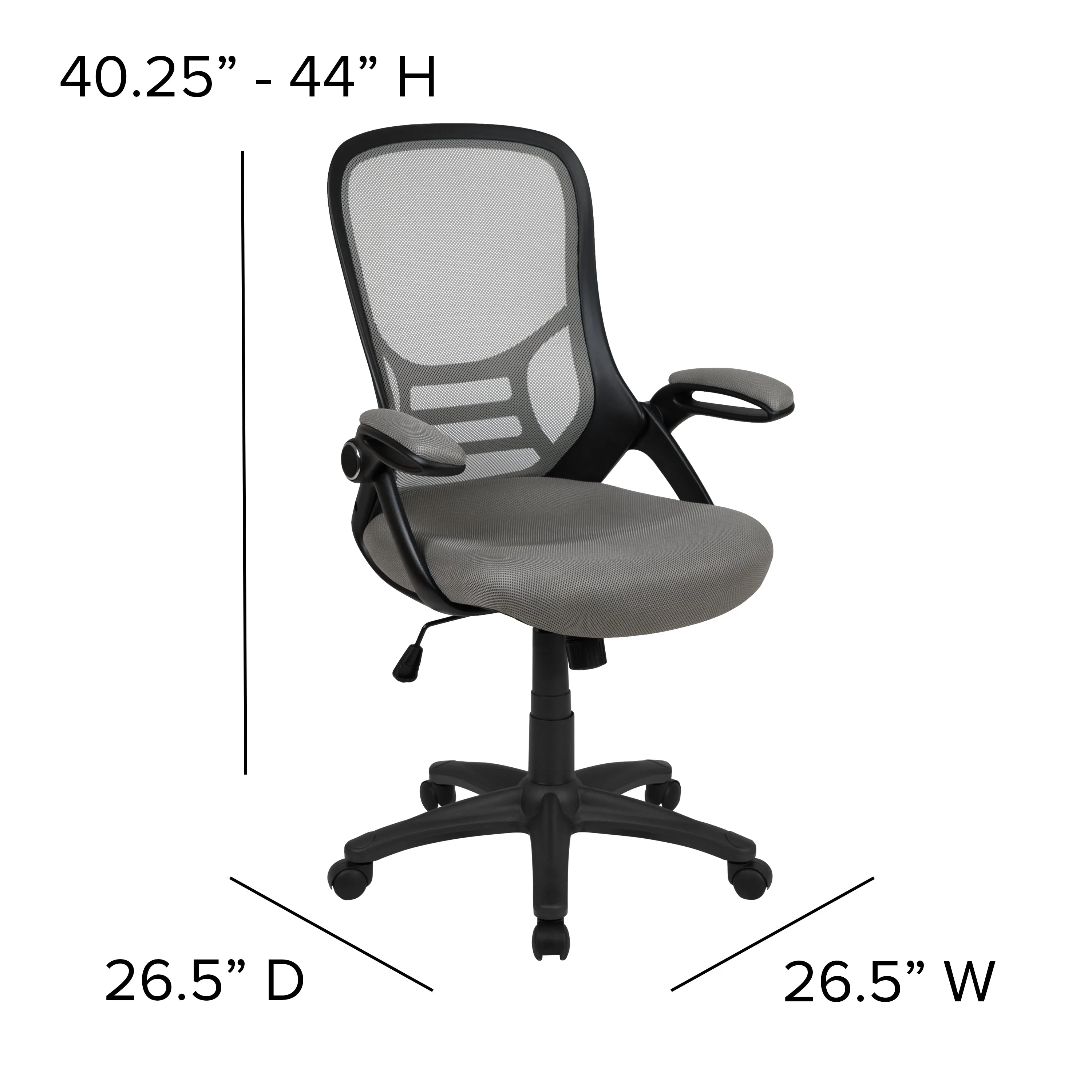 Light Gray Mesh Office Chair HL-0016-1-BK-GY-GG