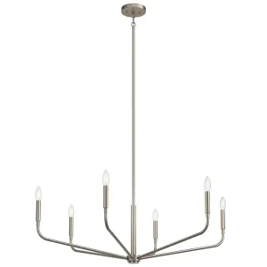 Madden 38" 6-Light Chandelier, Brushed Nickel Finish