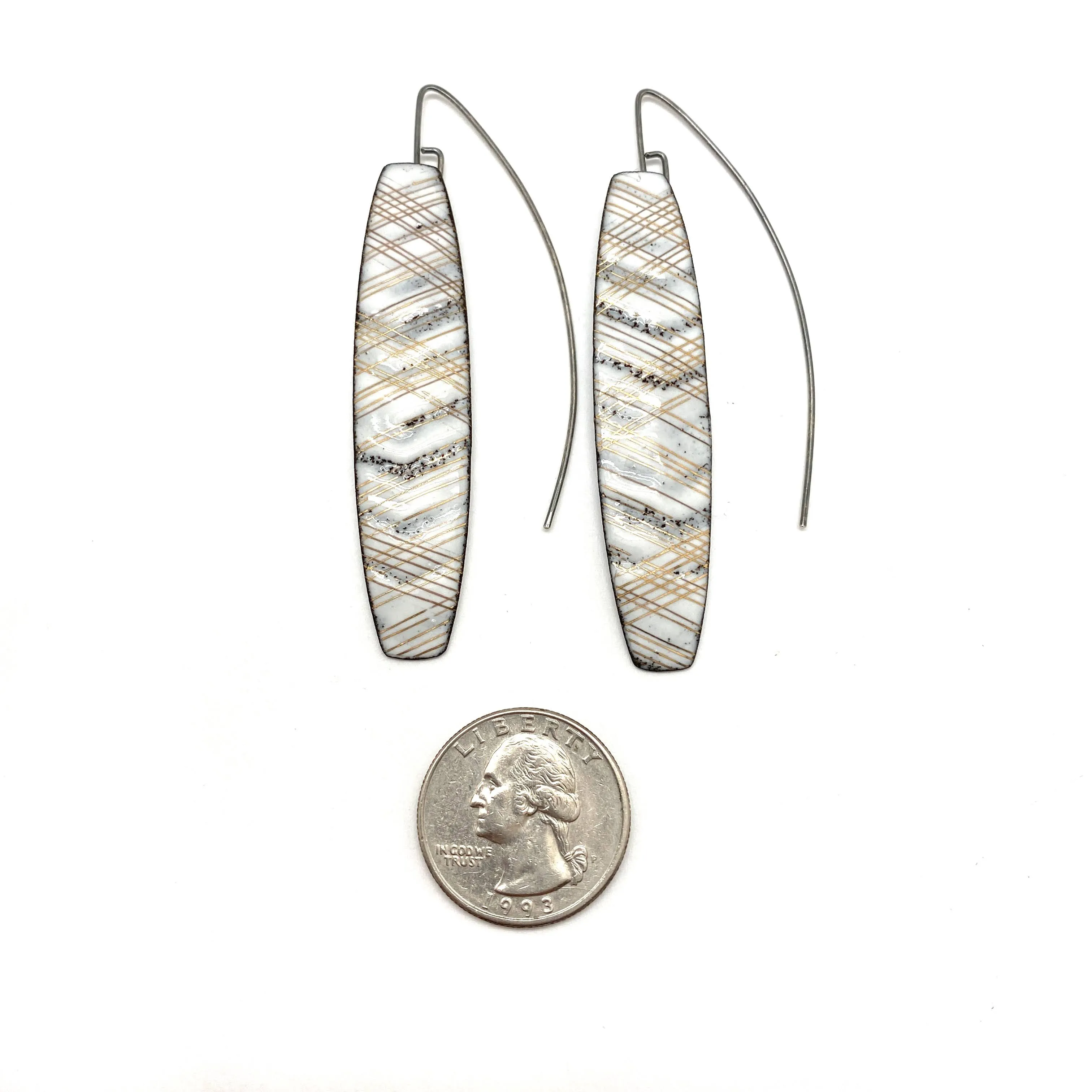 Multi Gold Line Long Glyph Earrings