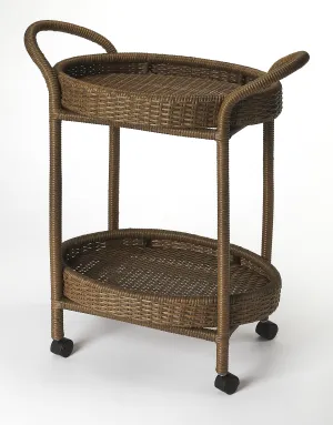 Pevita Rattan Bar Cart in Dark Brown  9396035