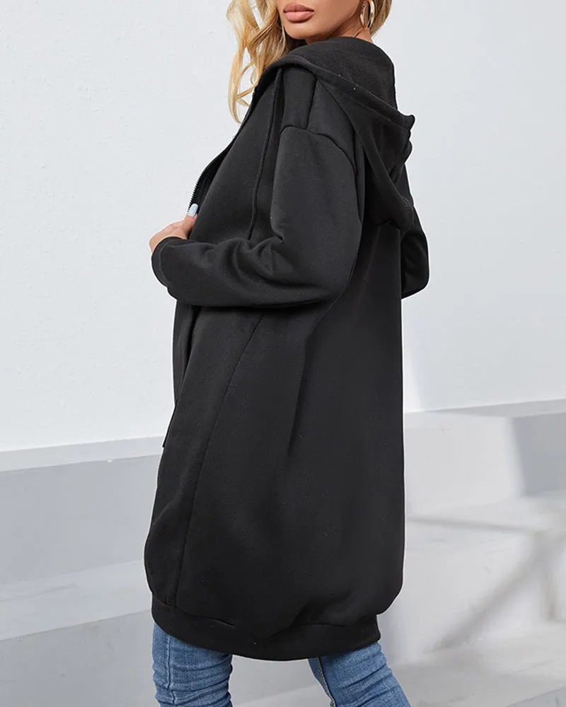 Relaxed Fit Hooded Longline Jacket