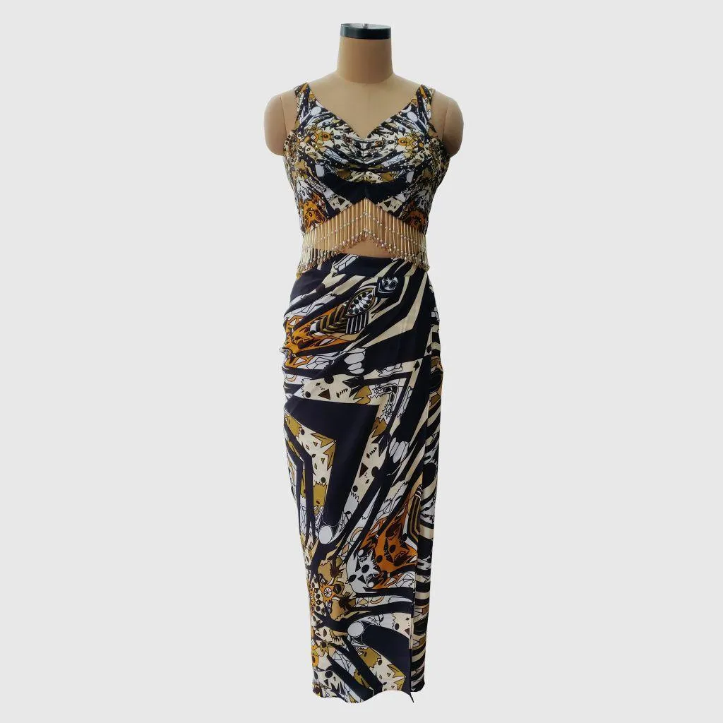 Sagrada Familia Print Drape Skirt Set