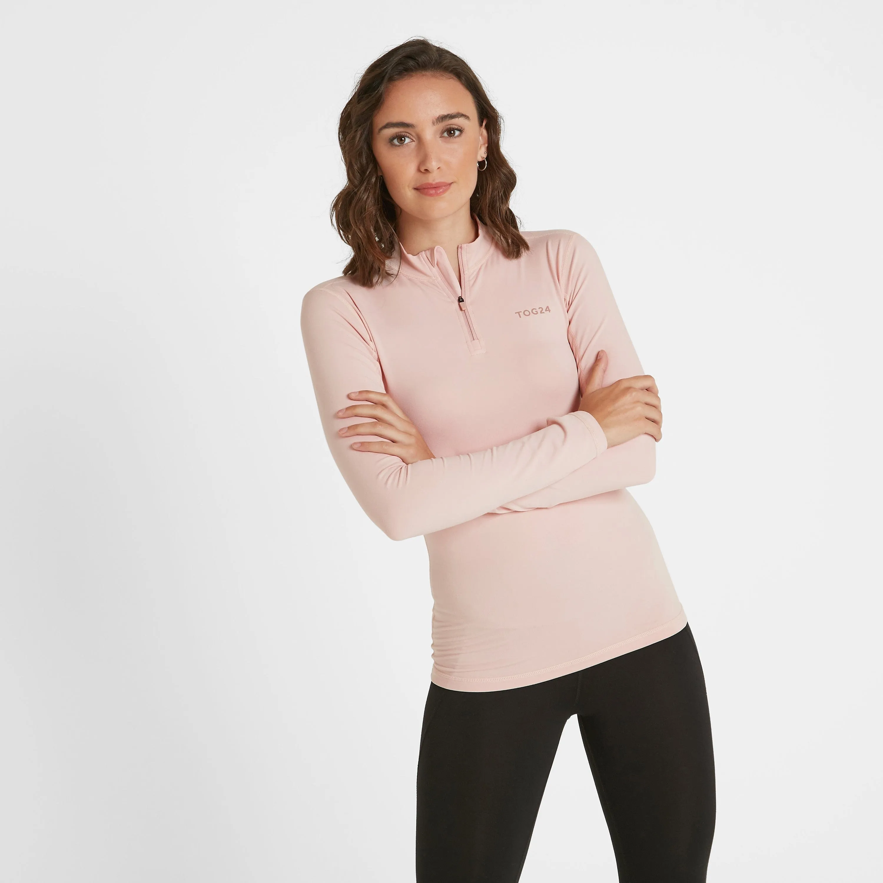 Snowdon Womens Thermal Base Layer Quarter Zip - Rose Pink