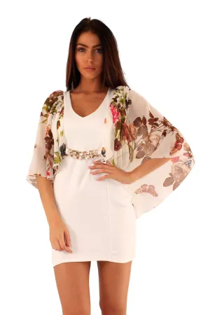 Women Cream Floral Printed Dress