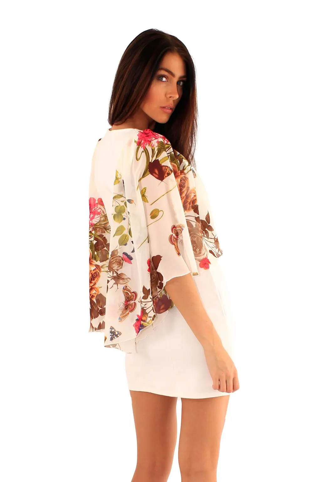 Women Cream Floral Printed Dress