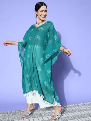 Women Teal Green Pure Cotton Kurta