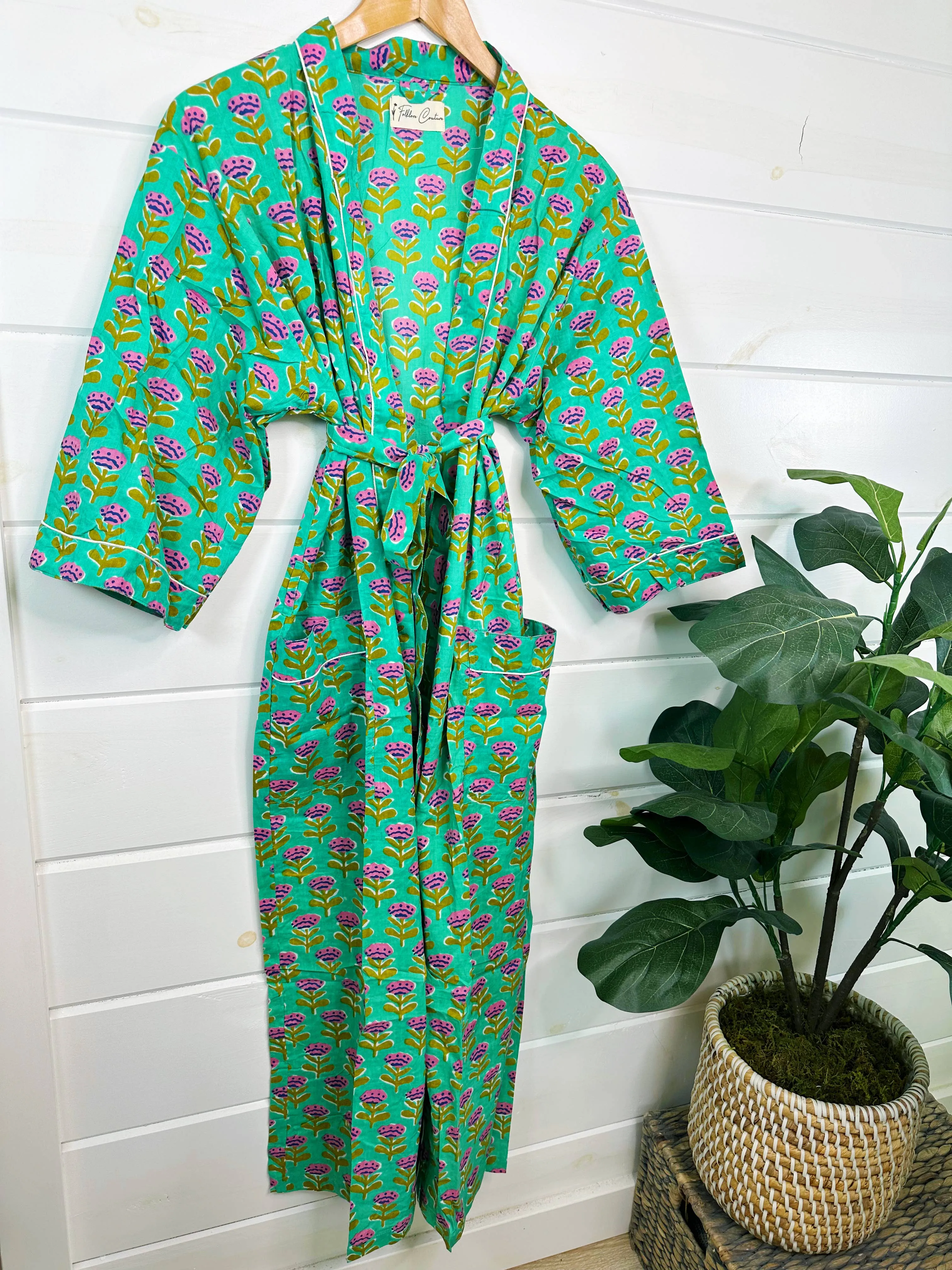 Women's Cotton Robe | Floral Kimono Robes | Block Print