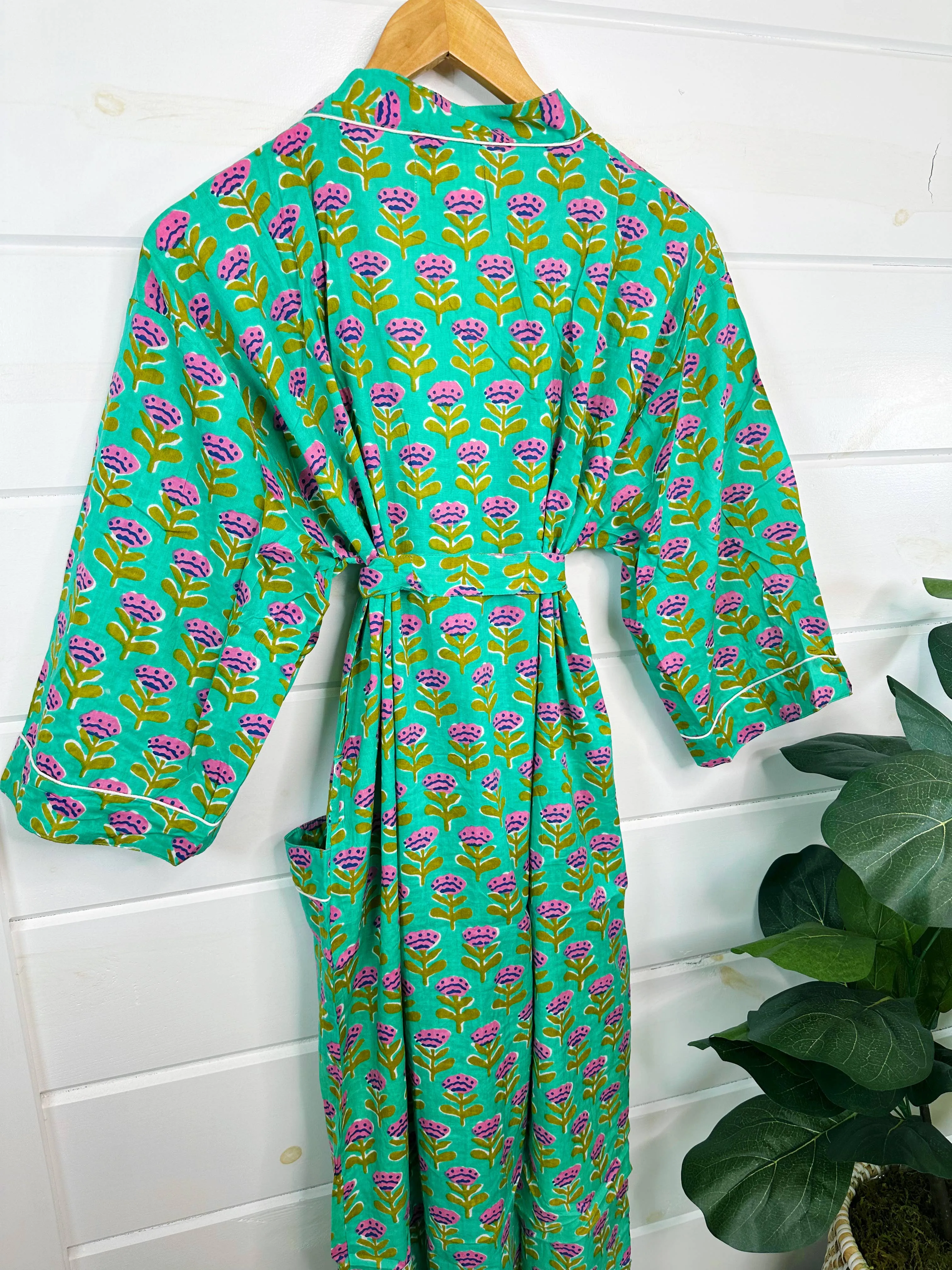 Women's Cotton Robe | Floral Kimono Robes | Block Print